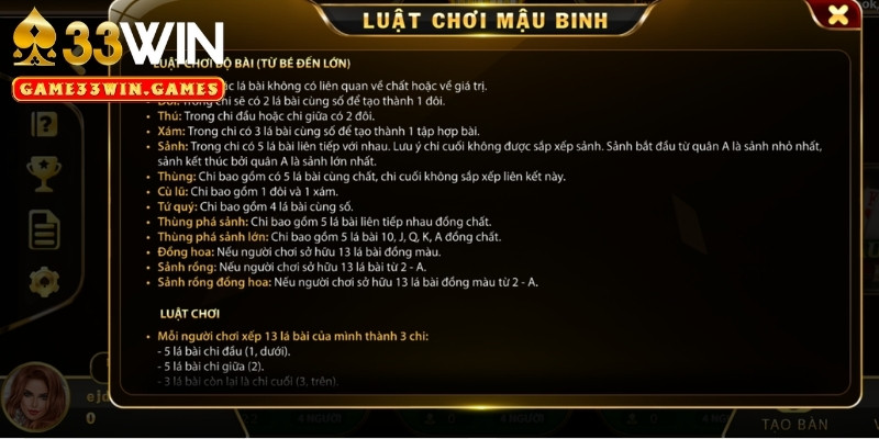 Luật xếp bài Mậu Binh